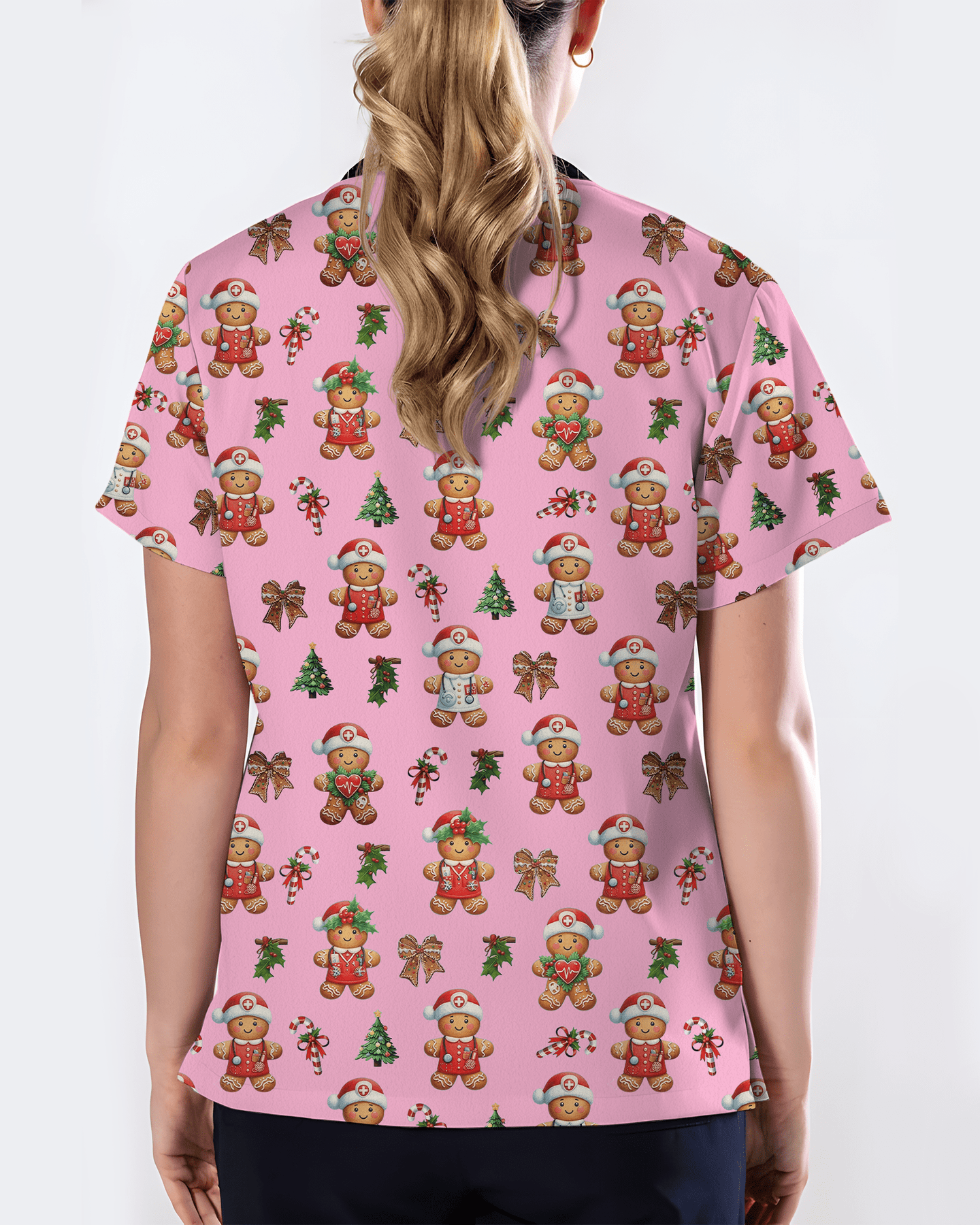 Xmas Gingerbread Nurse Holiday Nursing Scrub Top - Scrubloop