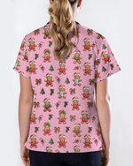 Xmas Gingerbread Nurse Holiday Nursing Scrub Top - Scrubloop